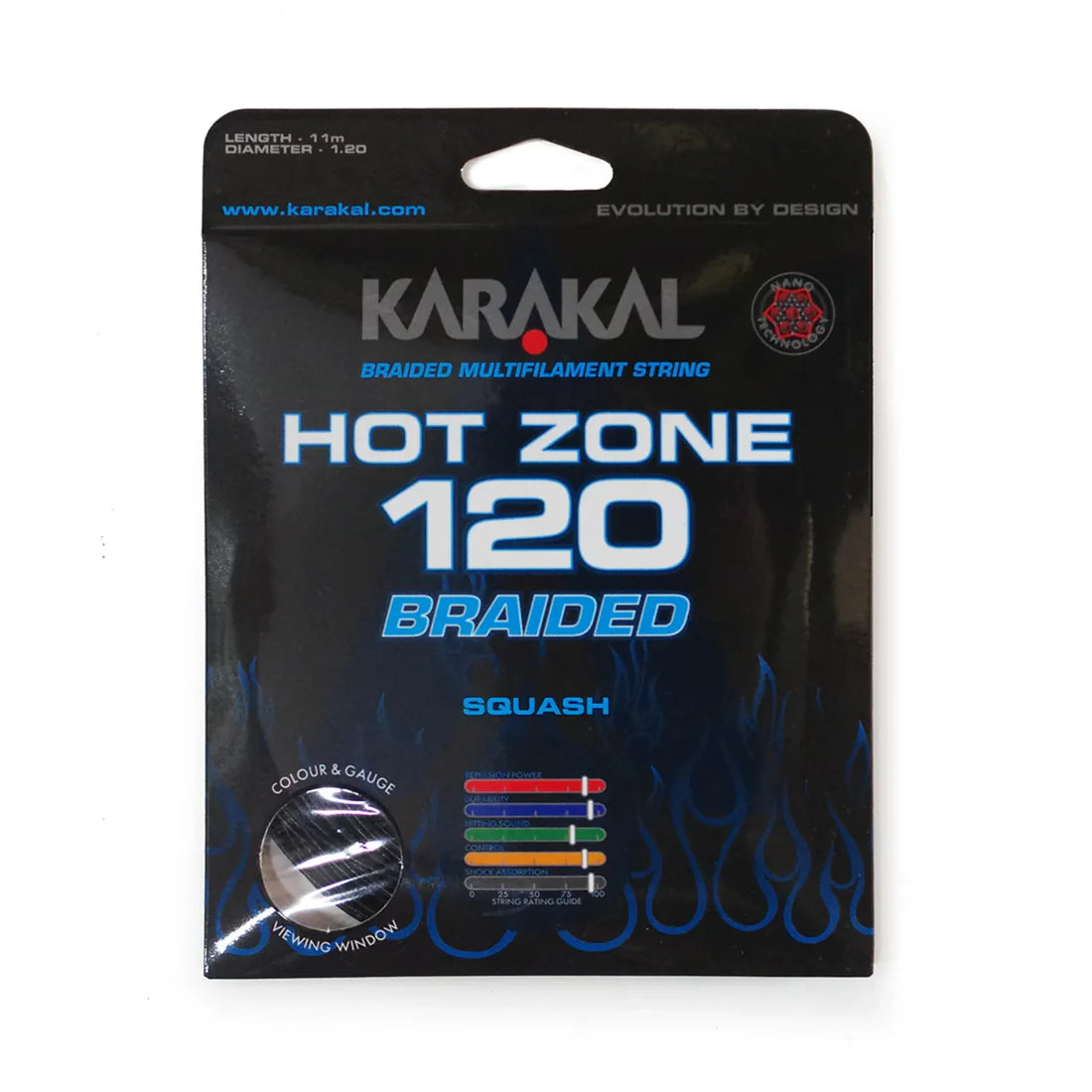 Karakal Hot Zone Braided 120 Squash String 11m, 110m, 220m