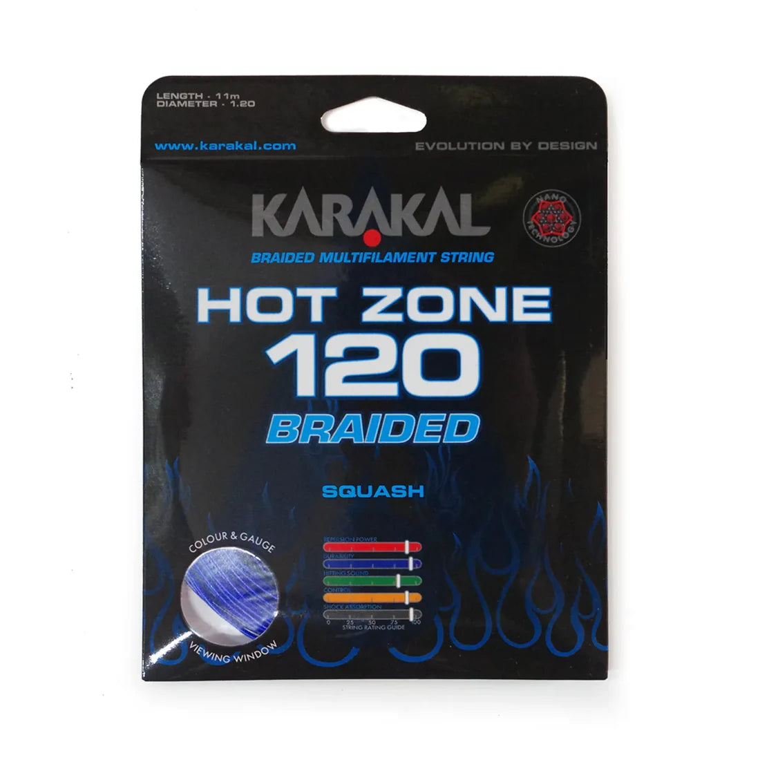 Karakal Hot Zone Braided 120 Squash String 11m, 110m, 220m