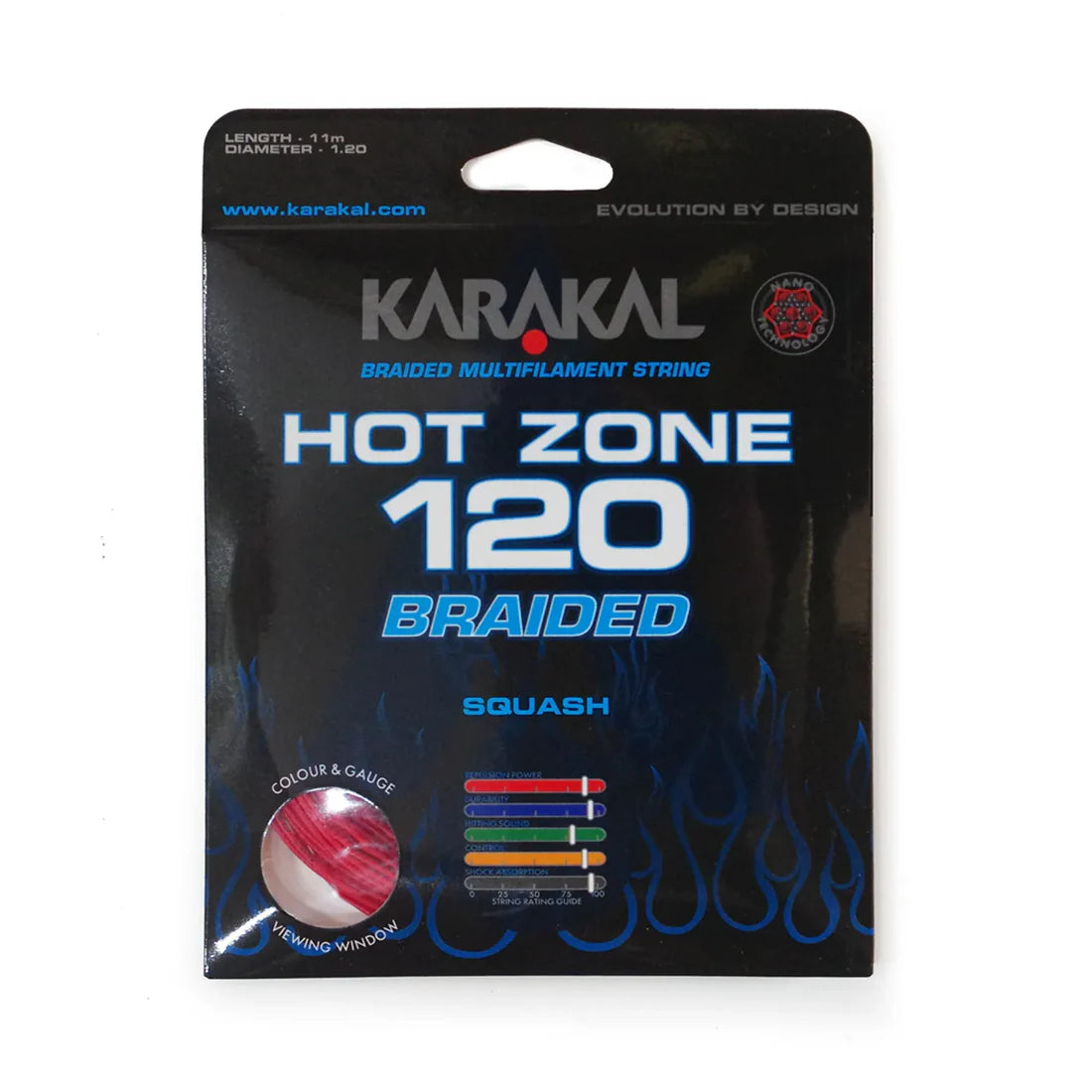 Karakal Hot Zone Braided 120 Squash String 11m, 110m, 220m